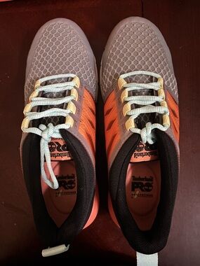 Women's Timberland PRO Gray & Orange Mesh Lace-Up Work Sneakers